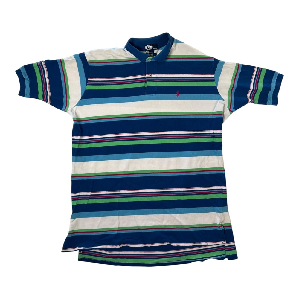 Vintage Polo Ralph Lauren Polo Shirt Mens 2XL Big Multicolor Stripe Made USA 90s